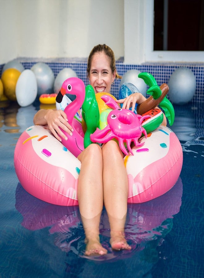 18INDC 9Pcs Doll Swimming Pool Inflatable Float Including - Flamingos Donuts Pineapples Shells Crabs Rabbit Inflatable Drink Holder for Pool Party and Kids Toys - Image 5